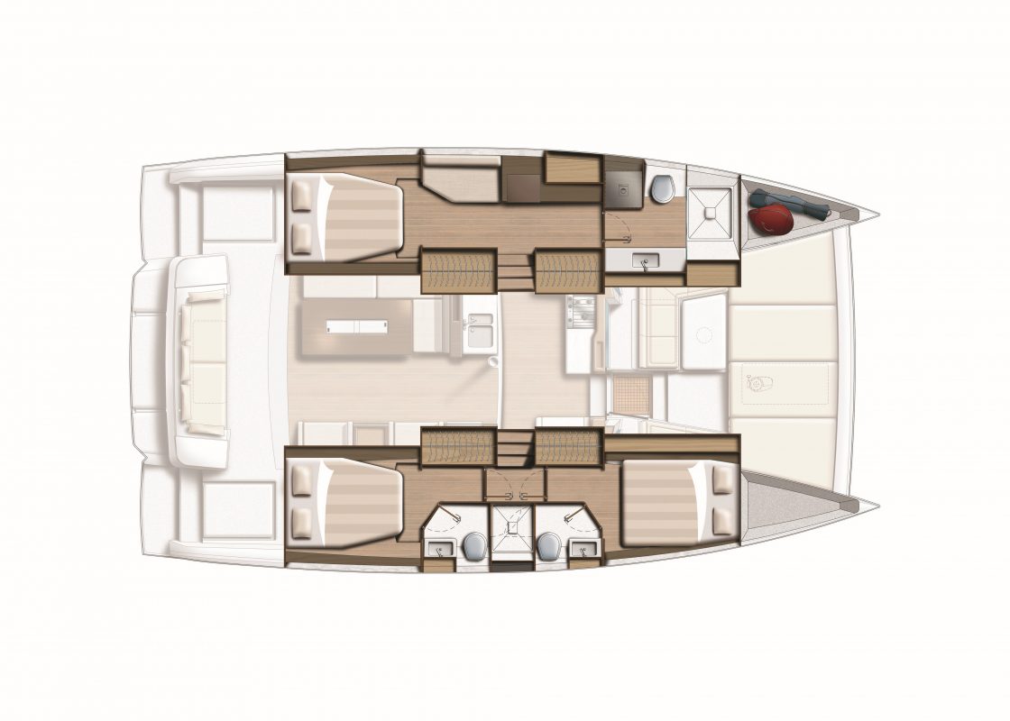 Bali 4.2 - Схема 4-каютного парусного катамарана